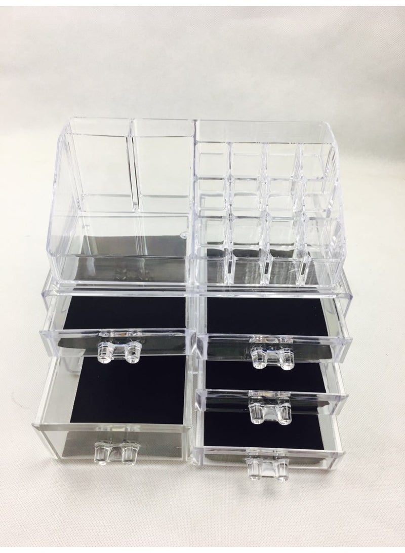 DubaiGallery Luxury Cosmetic Storage Box with Multiple Compartments Stylish and practical makeup organizer with smooth sliding drawers and divided sections, offering efficient storage for makeup tools, skincare items, and accessories while enhancing your dressing table. - Image 4